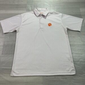Clemson Tigers Shirt Mens Medium White NCAA Football Old Varsity Brand Polo Golf